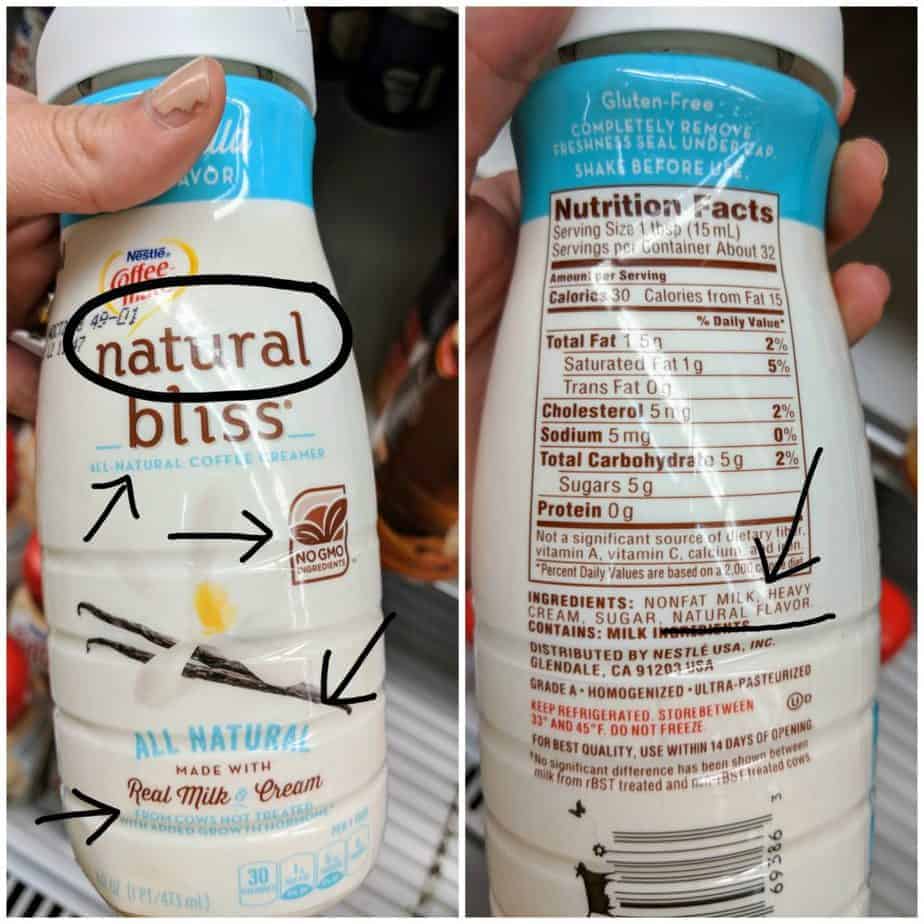 greenwashing example product label shown with ingredient list showing artificial ingredients 