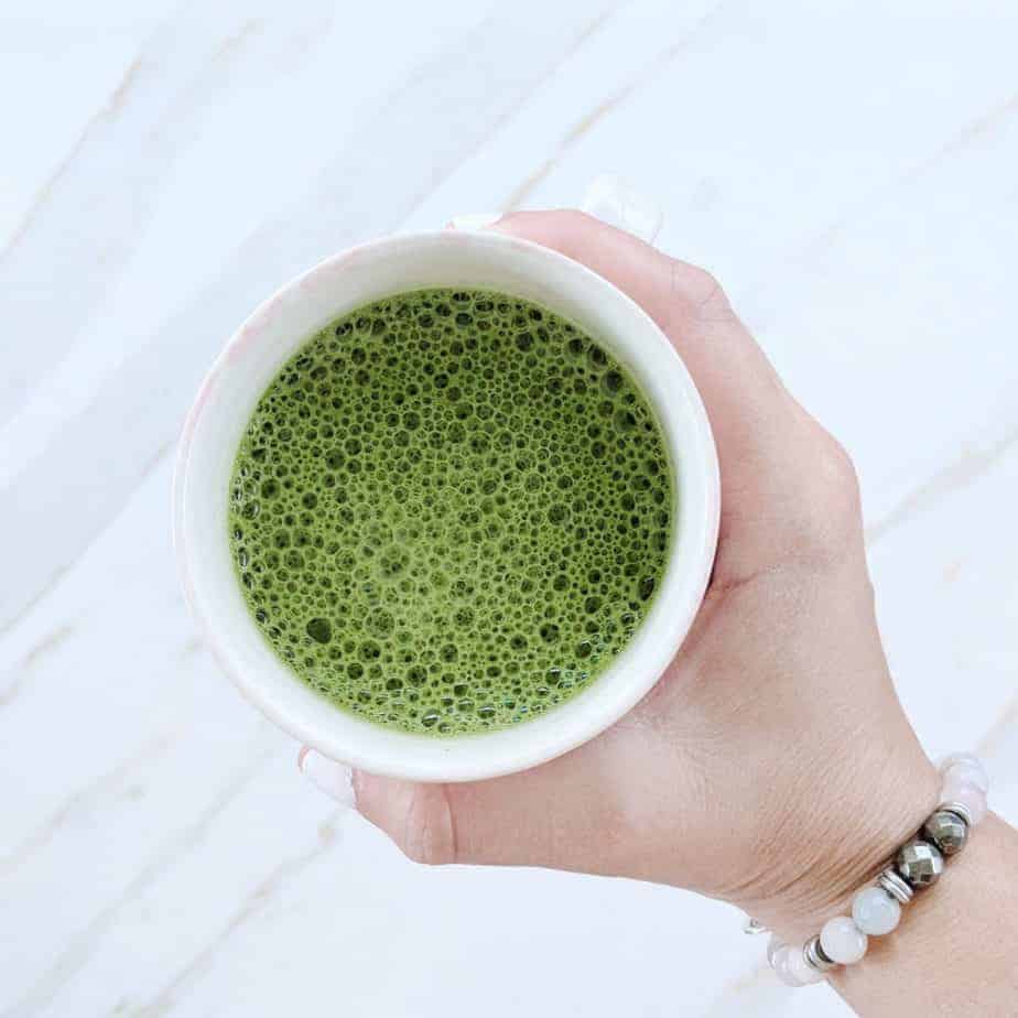 matcha chocolate latte - green tea for glowing healthy skin