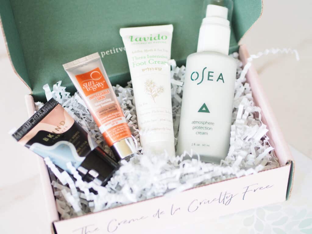 Organic non toxic clean beauty box filled with products