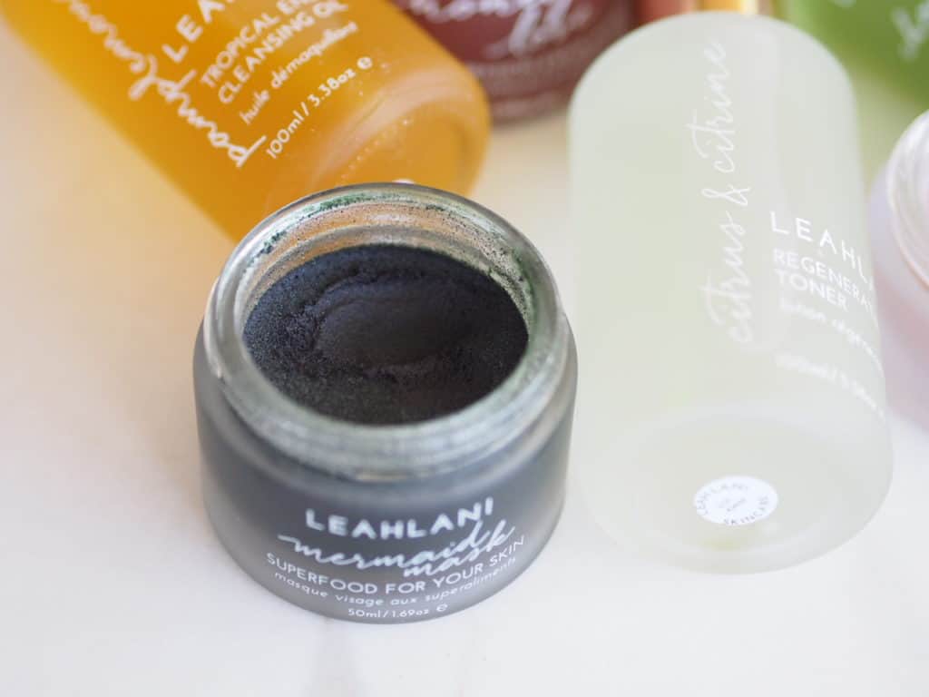 Leahlani Skincare Mermaid Mask open jar of product on counter for review