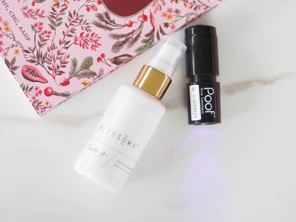 Blissoma and Poof are two products ideal for oil-prone skin