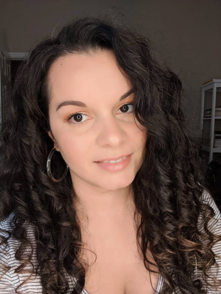 Delilah's full curls after using some of her top curly girl method approved products