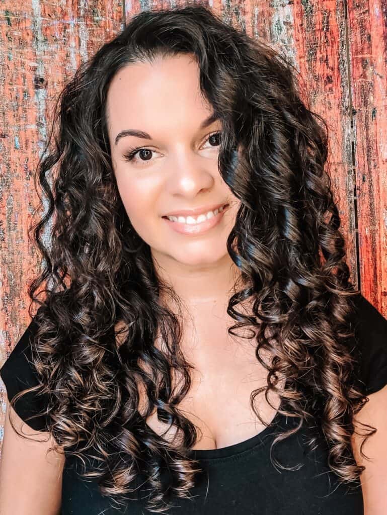 curly hair styled with products for fine low density curly hair