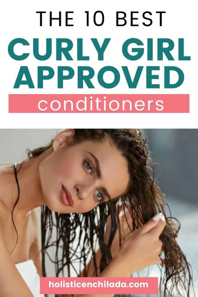 woman running conditioner through damp hair to show the 10 best curly girl approved conditioners