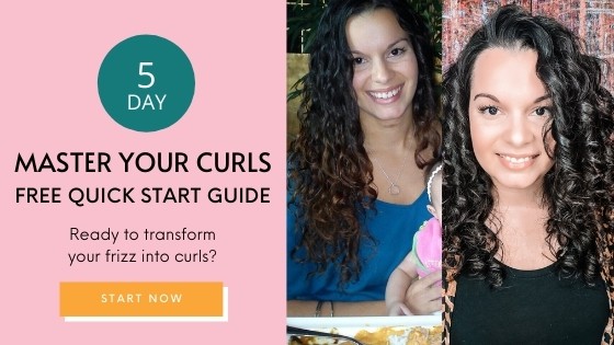 Master your curls quick start guide cover with a side by side comparison of Delilah's waves in the past and her full curls now.