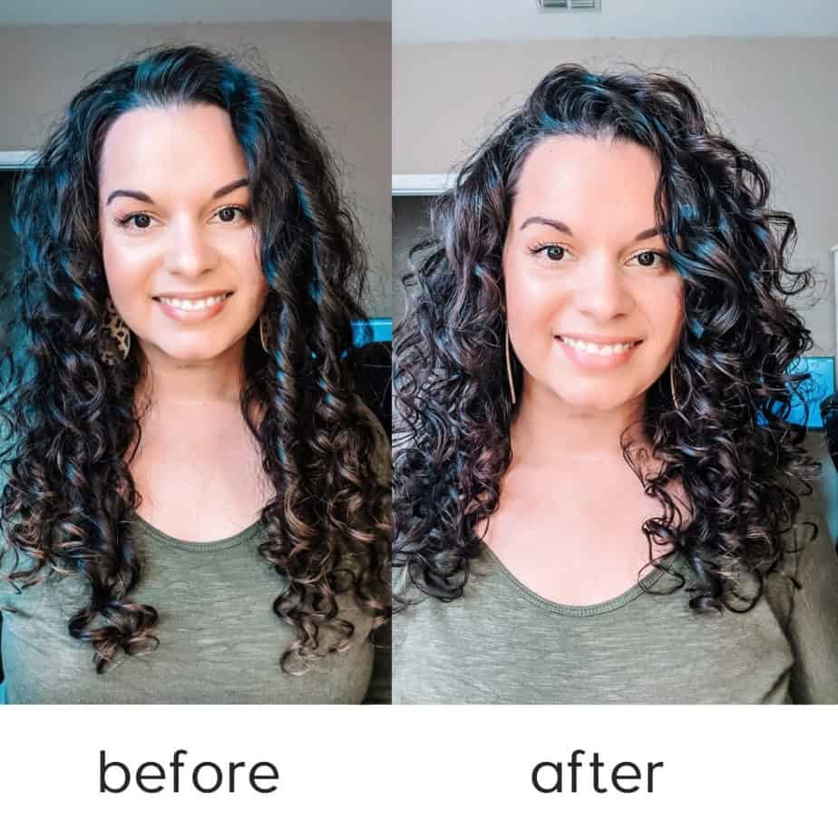 curly hair cut before and after