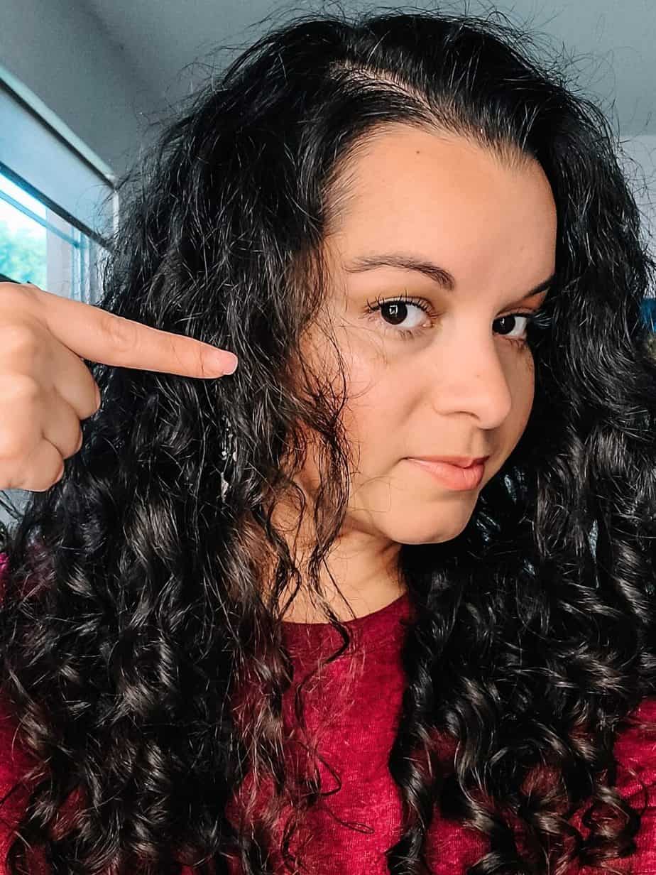 wonky section after diffusing curly hair