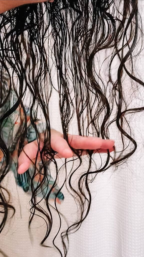 finger detangling wet curly hair