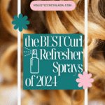beautiful ash blond curls with text: curl refresher sprays
