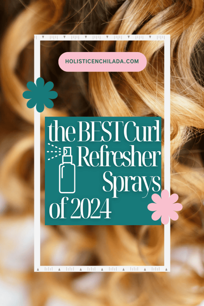 beautiful ash blond curls with text: curl refresher sprays