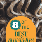 8 best protein free curly hair products text overlay on curly hair