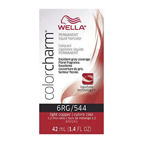 WELLA colorcharm Permanent Liquid Hair Color for Gray Coverage, 6RG Light Copper