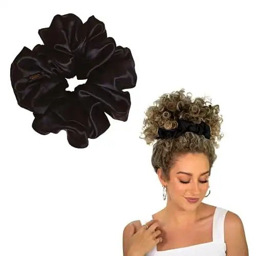 Curlfriend Collective Extra Large Real Mulberry Silk Scrunchie for Curly, Wavy and Coily Hair