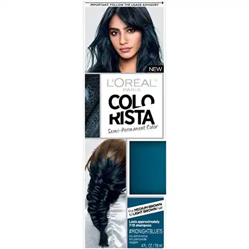L'Oreal Paris Colorista Semi-Permanent Hair Color for Brunette Hair, Midnight blue