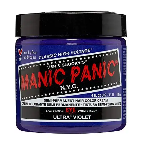 MANIC PANIC Ultra Violet Hair Dye Semi Permanent Cool, Blue-toned Violet Hair Color