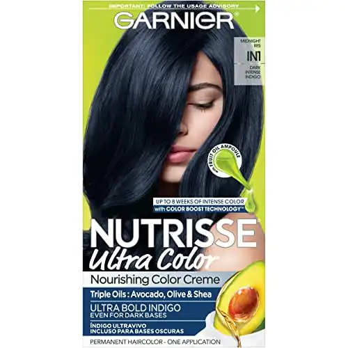 Garnier Nutrisse Ultra Color Nourishing Hair Color Creme, IN1 Dark Intense Indigo