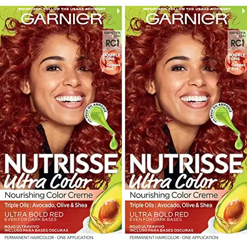 Garnier Nutrisse Ultra Color Nourishing Bold Permanent Hair Colr Creme, RC1 Med Copper Red