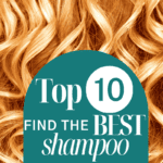 top 10 find the best shampoo for permed hair text overlay on image of the back of the head of a blond with permed curls