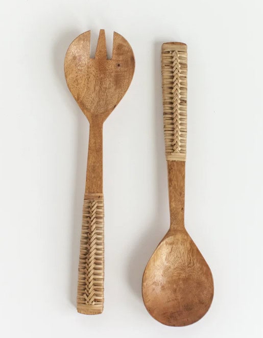 Braided Mango Wood Salad Servers