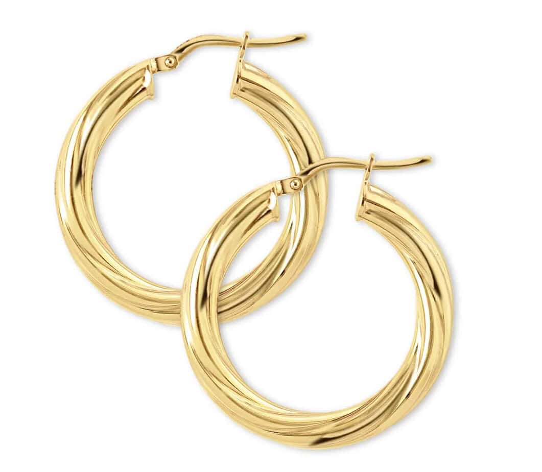 Gold Hoop Earrings, Chunky Gold Hoops, Thick Twisted Hoops